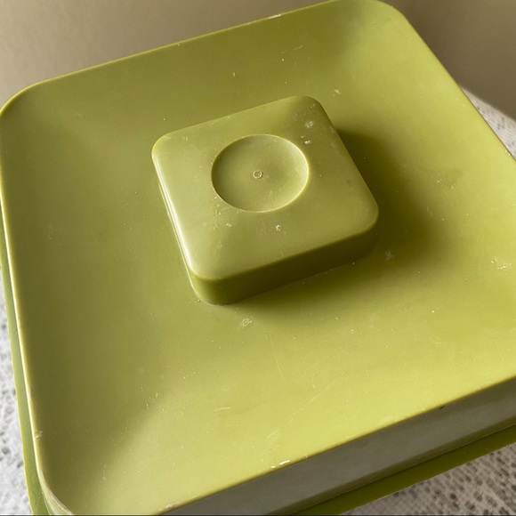 •Vintage• Green Floral Square Canisters; Plastic, Set of 4 - Retro Kitchen - Picture 13 of 15
